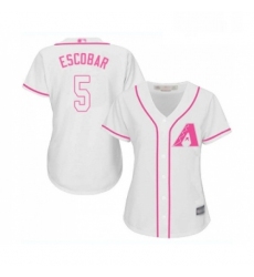 Womens Arizona Diamondbacks 5 Eduardo Escobar Replica White Fashion Baseball Jersey 