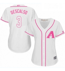 Womens Majestic Arizona Diamondbacks 3 Daniel Descalso Replica White Fashion MLB Jersey 