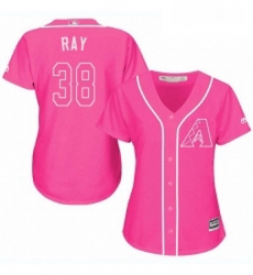 Womens Majestic Arizona Diamondbacks 38 Robbie Ray Authentic Pink Fashion MLB Jersey 