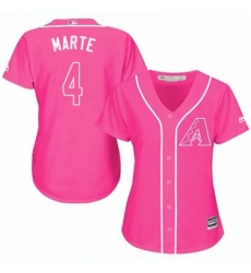 Womens Majestic Arizona Diamondbacks 4 Ketel Marte Authentic Pink Fashion MLB Jersey 
