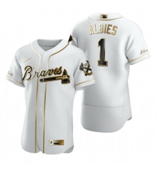 Atlanta Braves 1 Ozzie Albies White Nike Mens Authentic Golden Edition MLB Jersey