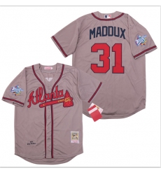 Braves 31 Greg Maddux Gray 1999 World Series Cooperstown Collection Jersey