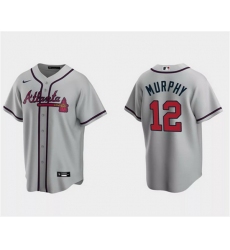 Men Atlanta Braves 12 Sean Murphy Gray Cool Base Stitched Baseball Jersey