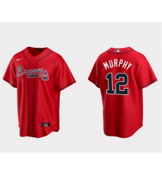 Men Atlanta Braves 12 Sean Murphy Red Cool Base Stitched Baseball Jersey