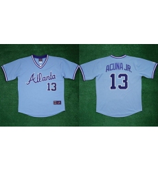 Men Atlanta Braves 13 Ronald Acu F1a Jr 1982 Light Blue Cool Base Stitched Baseball Jersey