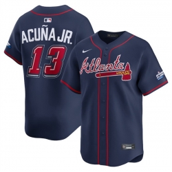 Men Atlanta Braves 13 Ronald Acuna Jr  Navy 2025 Speedway Classic Alternate Limited Stitched Baseball Jersey
