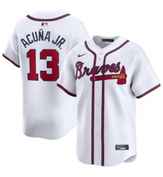 Men Atlanta Braves 13 Ronald Acuna Jr  White 2024 Home Limited Stitched Baseball Jersey