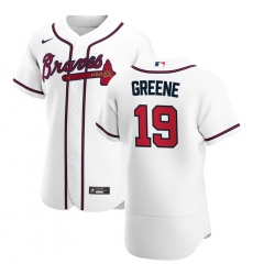 Men Atlanta Braves 19 Shane Greene Men Nike White Home 2020 Flex Base Player MLB Jersey