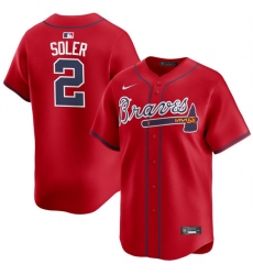 Men Atlanta Braves 2 Jorge Soler Red 2024 Alternate Limited Stitched Baseball Jersey