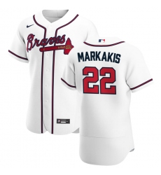 Men Atlanta Braves 22 Nick Markakis Men Nike White Home 2020 Flex Base Player MLB Jersey