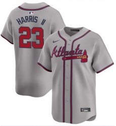 Men Atlanta Braves 23 Michael Harris II Grey 2024 Away Limited Stitched Baseball Jersey