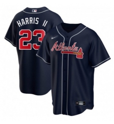 Men Atlanta Braves 23 Michael Harris II Navy Cool Base Stitched Baseball Jersey