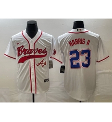 Men Atlanta Braves 23 Michael Harris II White Cool Base With Patch Stitched Baseball Jersey