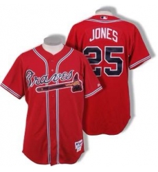 Men Atlanta Braves #25 Andruw Jones Red Cool Base Red Stitched MLB Jersey