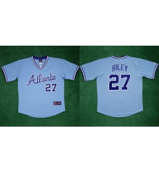Men Atlanta Braves 27 Austin Riley 1982 Light Blue Cool Base Stitched Baseball Jersey