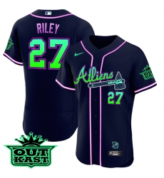 Men Atlanta Braves 27 Austin Riley 2023 Galaxy Flex Base Stitched Baseball Jersey