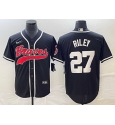Men Atlanta Braves 27 Austin Riley Black Cool Base Stitched Baseball Jersey