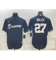 Men Atlanta Braves 27 Austin Riley Black Cool Base Stitched Baseball Jersey