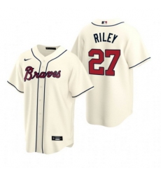 Men Atlanta Braves 27 Austin Riley Cream Cool Base Stitched Jerse