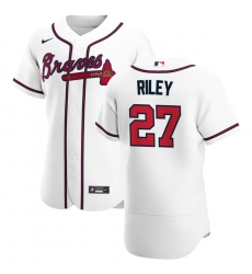 Men Atlanta Braves 27 Austin Riley Men Nike White Home 2020 Flex Base Player MLB Jersey