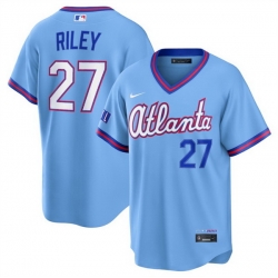 Men Atlanta Braves  27 Austin Riley Powder Blue 2026 City Connect Stadium Stitched Baseball Jersey
