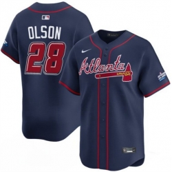 Men Atlanta Braves 28 Matt Olson Navy 2025 Speedway Classic Alternate Limited Stitched Baseball Jersey