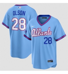 Men Atlanta Braves 28 Matt Olson Powder Blue 2026 City Connect Stadium Stitched Baseball Jersey Men Atlanta Braves 28 Matt Olson Powder Blue 2026 City Connect Stadium Stitched Baseball Jersey