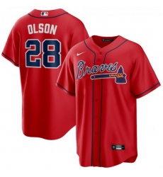 Men Atlanta Braves 28 Matt Olson Red Nike Cool Base jersey