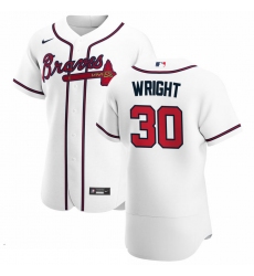 Men Atlanta Braves 30 Kyle Wright Men Nike White Home 2020 Flex Base Player MLB Jersey