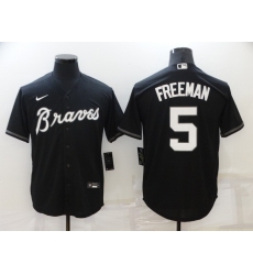 Men Atlanta Braves 5 Freddie Freeman Black Cool Base Stitched Jersey