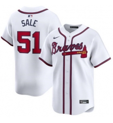Men Atlanta Braves 51 Chris Sale White 2024 Home Limited Stitched Baseball Jersey