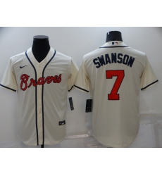 Men Atlanta Braves 7 Dansby Swanson Ice Cream Cool Base MLB Stitched Jersey