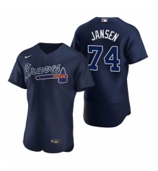 Men Atlanta Braves 74 Kenley Jansen Navy Flex Base Stitched Baseball jersey
