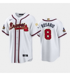 Men Atlanta Braves 8 Eddie Rosario 2022 White Gold World Series Champions Program Cool Base Stitched Baseball jersey