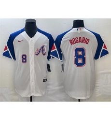 Men Atlanta Braves 8 Eddie Rosario White 2023 City Connect Cool Base With Patch Stitched Baseball Jersey
