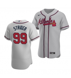 Men Atlanta Braves 99 Spencer Strider Gray Cool Base Stitched Baseball Jersey