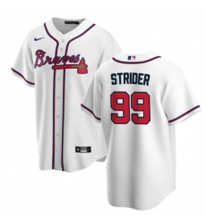Men Atlanta Braves 99 Spencer Strider White Cool Base Stitched Baseball Jersey