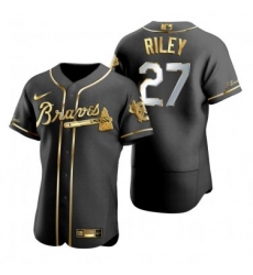 Men Atlanta Braves Austin Riley Black Gold Edition Jersey