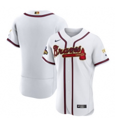 Men Atlanta Braves Blank 2022 White Gold World Series Champions Program Flex Base Stitched Baseball jersey