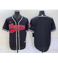 Men Atlanta Braves Blank Black Cool Base With Patch Stitched Baseball Jersey
