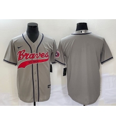 Men Atlanta Braves Blank Gray Cool Base With Patch Stitched Baseball Jersey