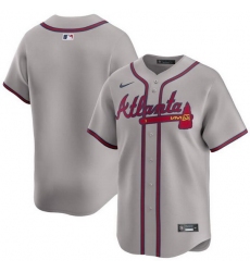 Men Atlanta Braves Blank Grey 2024 Away Limited Stitched Baseball Jersey