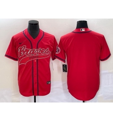 Men Atlanta Braves Blank Red Cool Base With Patch Stitched Baseball Jersey