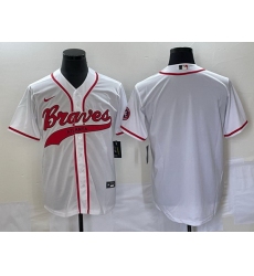 Men Atlanta Braves Blank White Cool Base With Patch Stitched Baseball Jersey