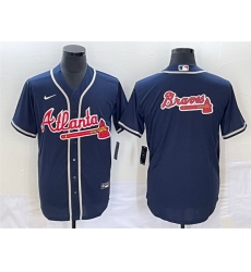 Men Atlanta Braves Navy Team Big Logo Cool Base Stitched Baseball Jerseys
