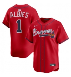 Men Atlanta Braves Nike Alternate Limited Jersey Red Albies Ozzie 1 Men Atlanta Braves Nike Alternate Limited Jersey Red Albies Ozzie 1