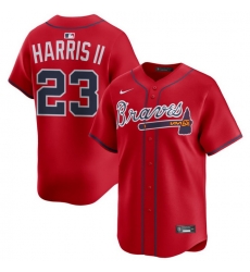 Men Atlanta Braves Nike Alternate Limited Jersey Red Harris II Michael 23 Men Atlanta Braves Nike Alternate Limited Jersey Red Harris II Michael 23