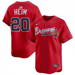 Men Atlanta Braves Nike Alternate Limited Jersey Red Heim Jonah 20