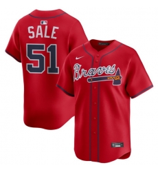 Men Atlanta Braves Nike Alternate Limited Jersey Red Sale Chris 51