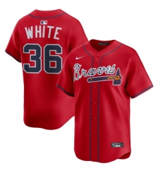 Men Atlanta Braves Nike Alternate Limited Jersey Red White Eli 36